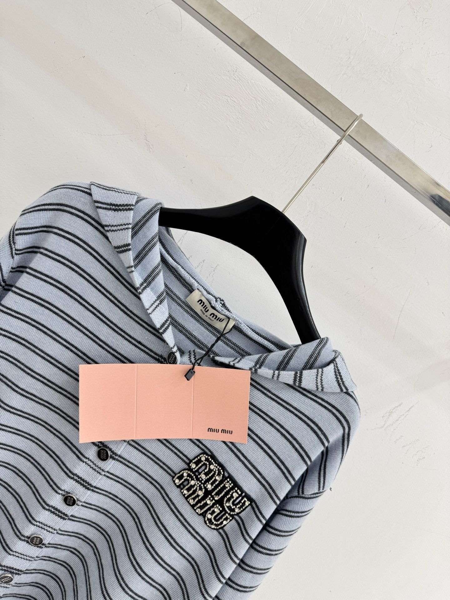 Miu Striped Hooded Cardigan Wool 801959