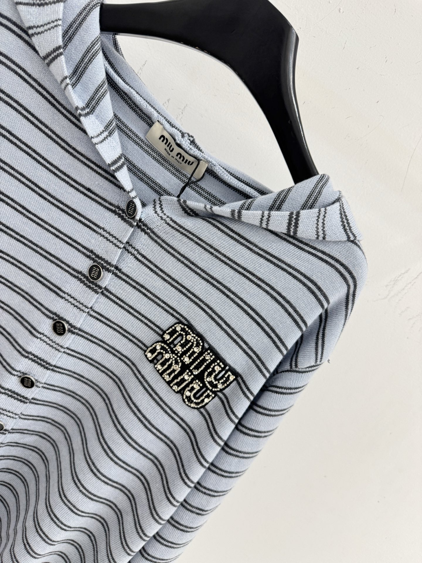 Miu Striped Hooded Cardigan Wool 801959