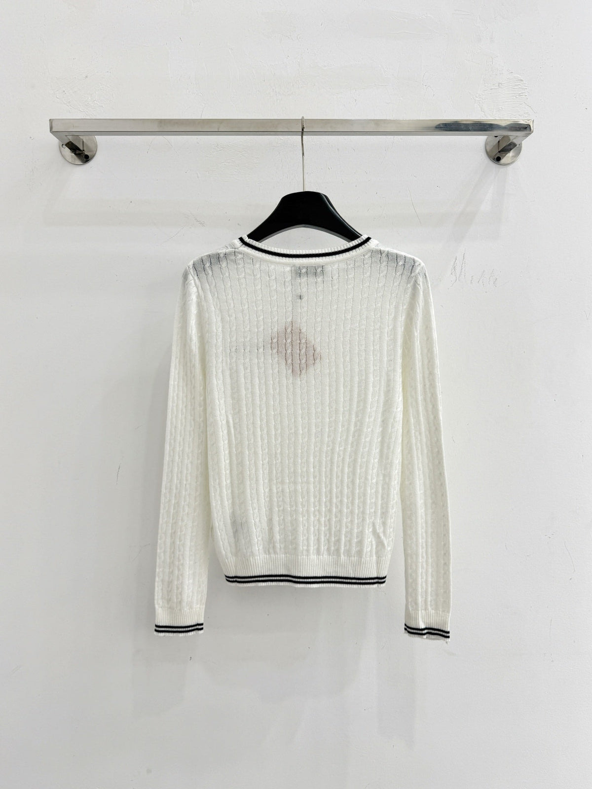 Miu Contrast Stripe Cable-Knit Sweater Wool 794394
