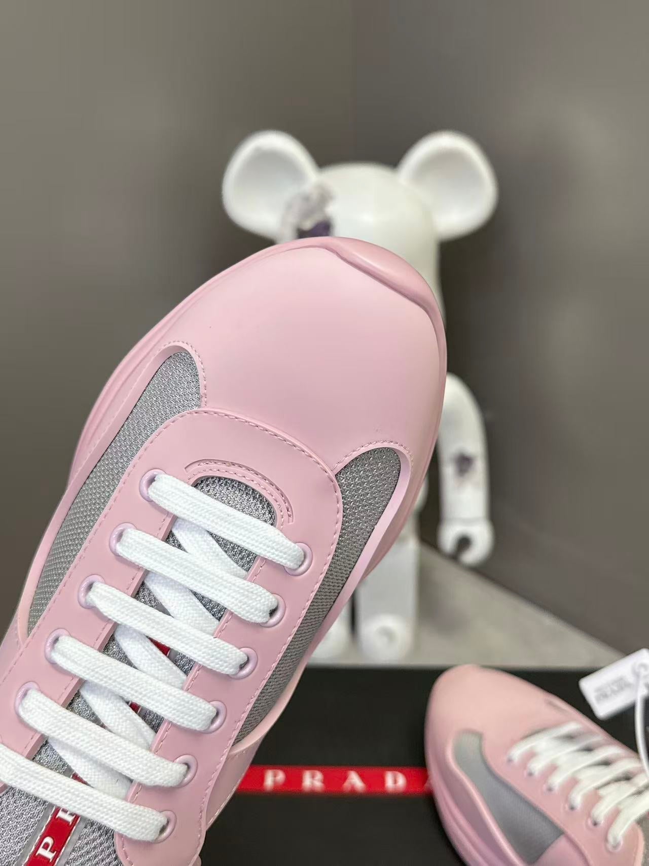 Prad America's Cup Logo Tag Sneakers Pink Soft Rubber & Bike Fabric 951923
