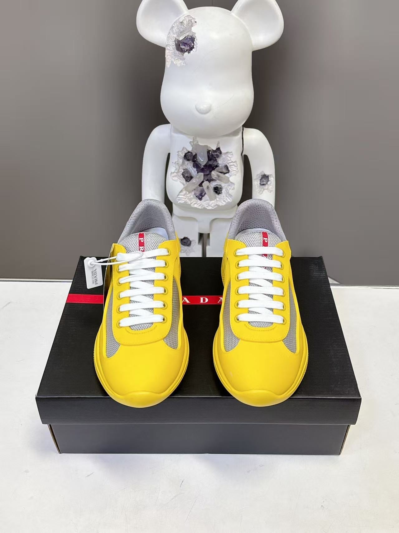 Prad America's Cup Logo Tag Sneakers Yellow Soft Rubber & Bike Fabric 951919