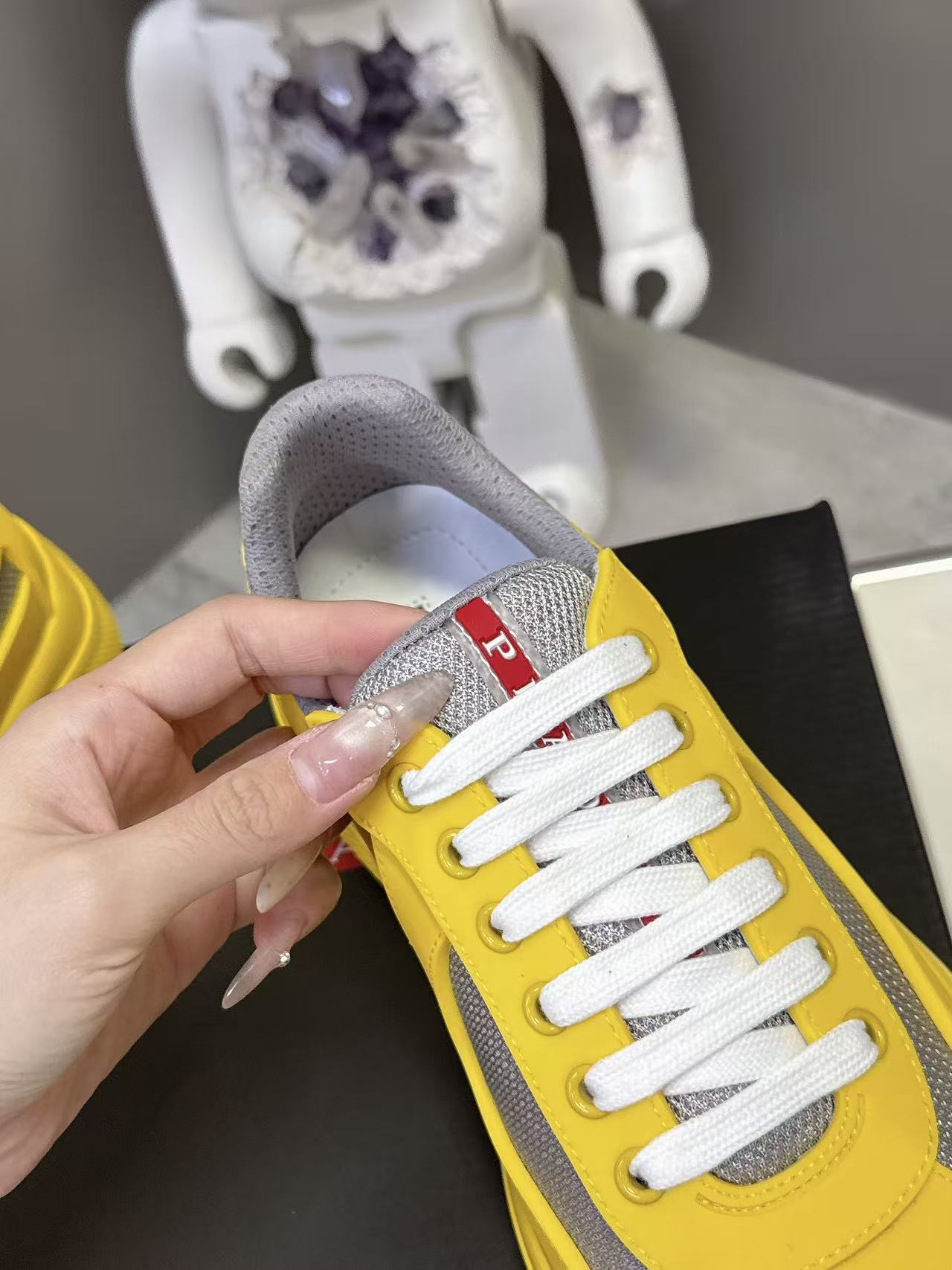 Prad America's Cup Logo Tag Sneakers Yellow Soft Rubber & Bike Fabric 951919