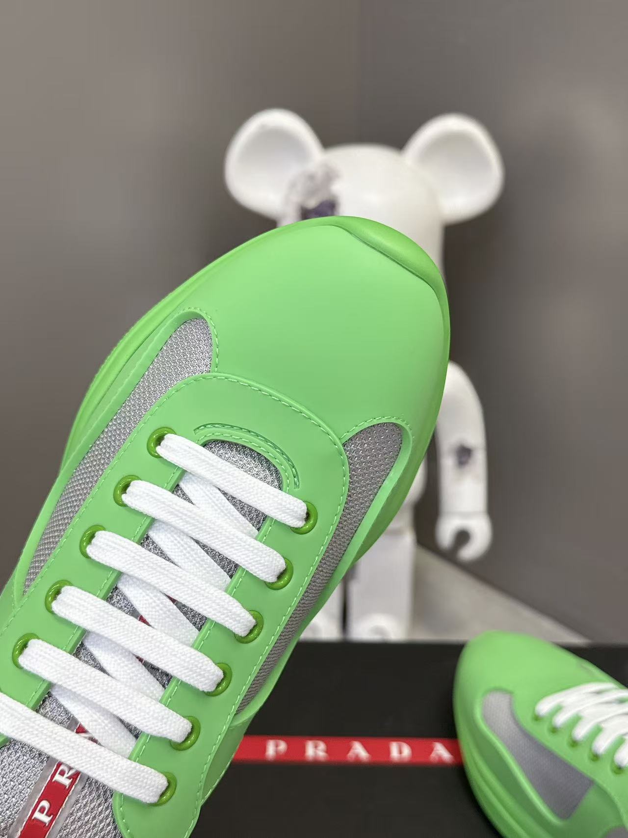 Prad America's Cup Logo Tag Sneakers Green Soft Rubber & Bike Fabric 951918