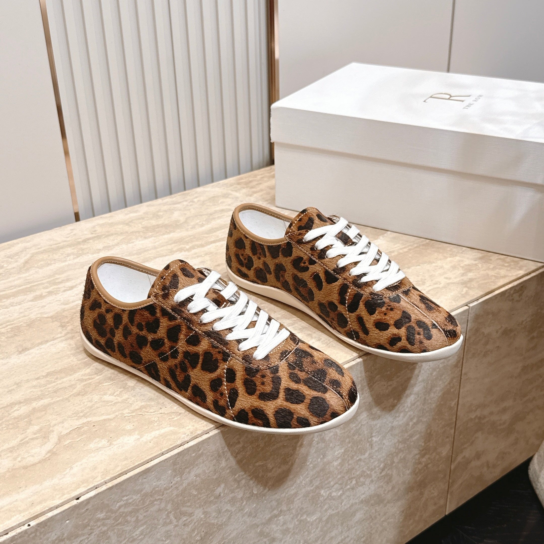 TR Leopard Print Low-Top Sneakers Brown Horsehair 954422
