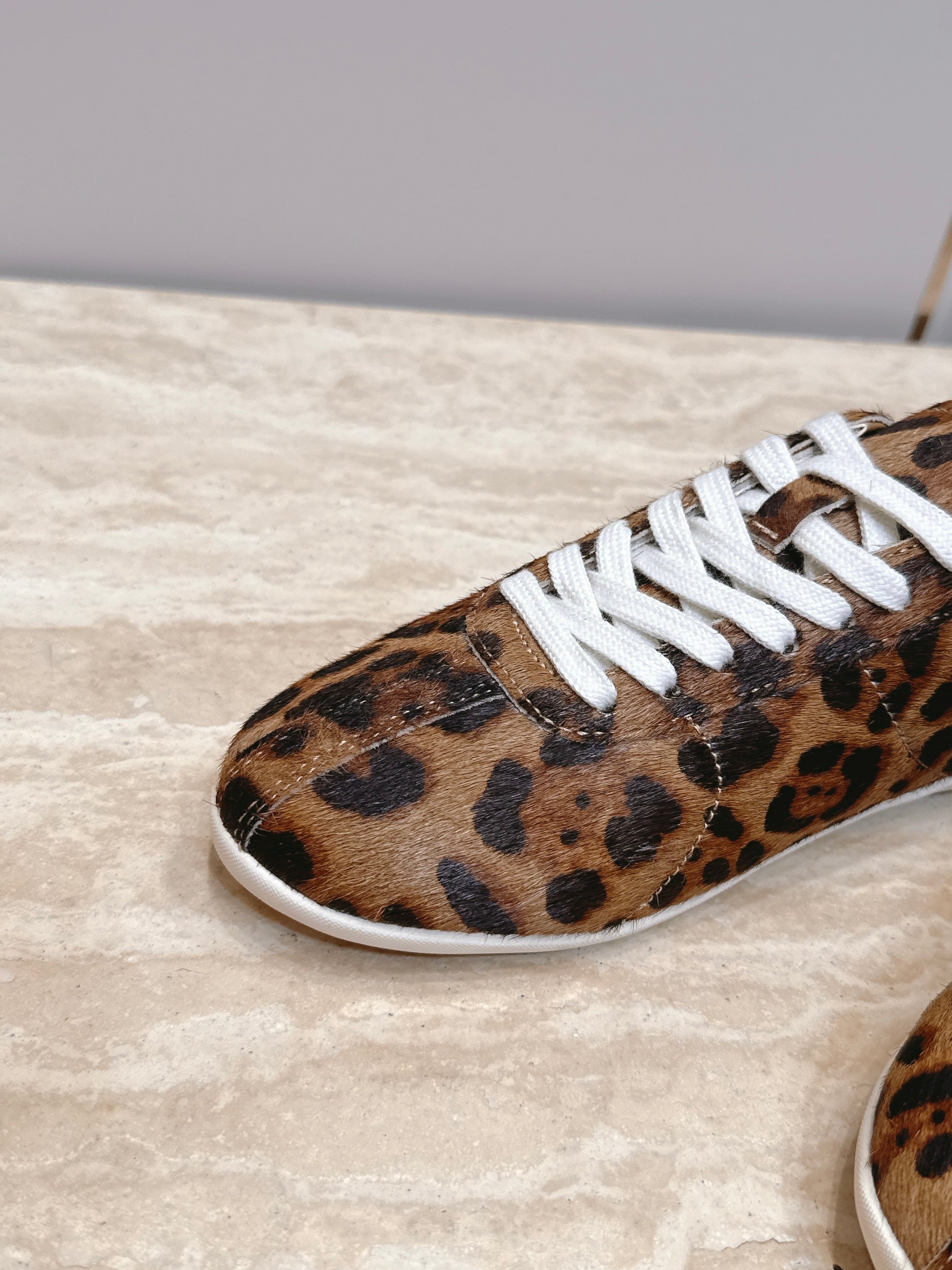 TR Leopard Print Low-Top Sneakers Brown Horsehair 954422