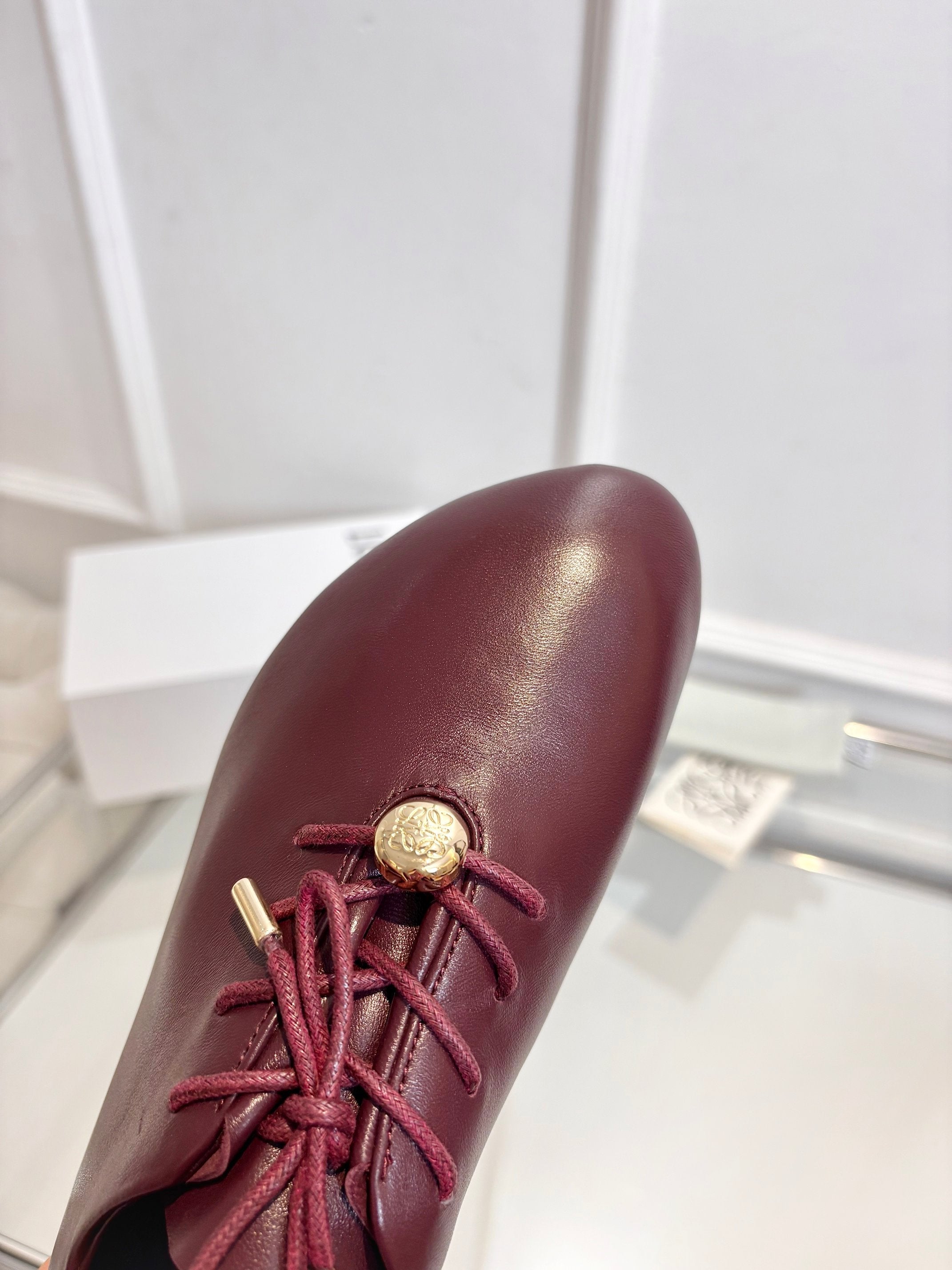 LW Pebble Lace-Up Shoes Burgundy Nappa Sheepskin 984748