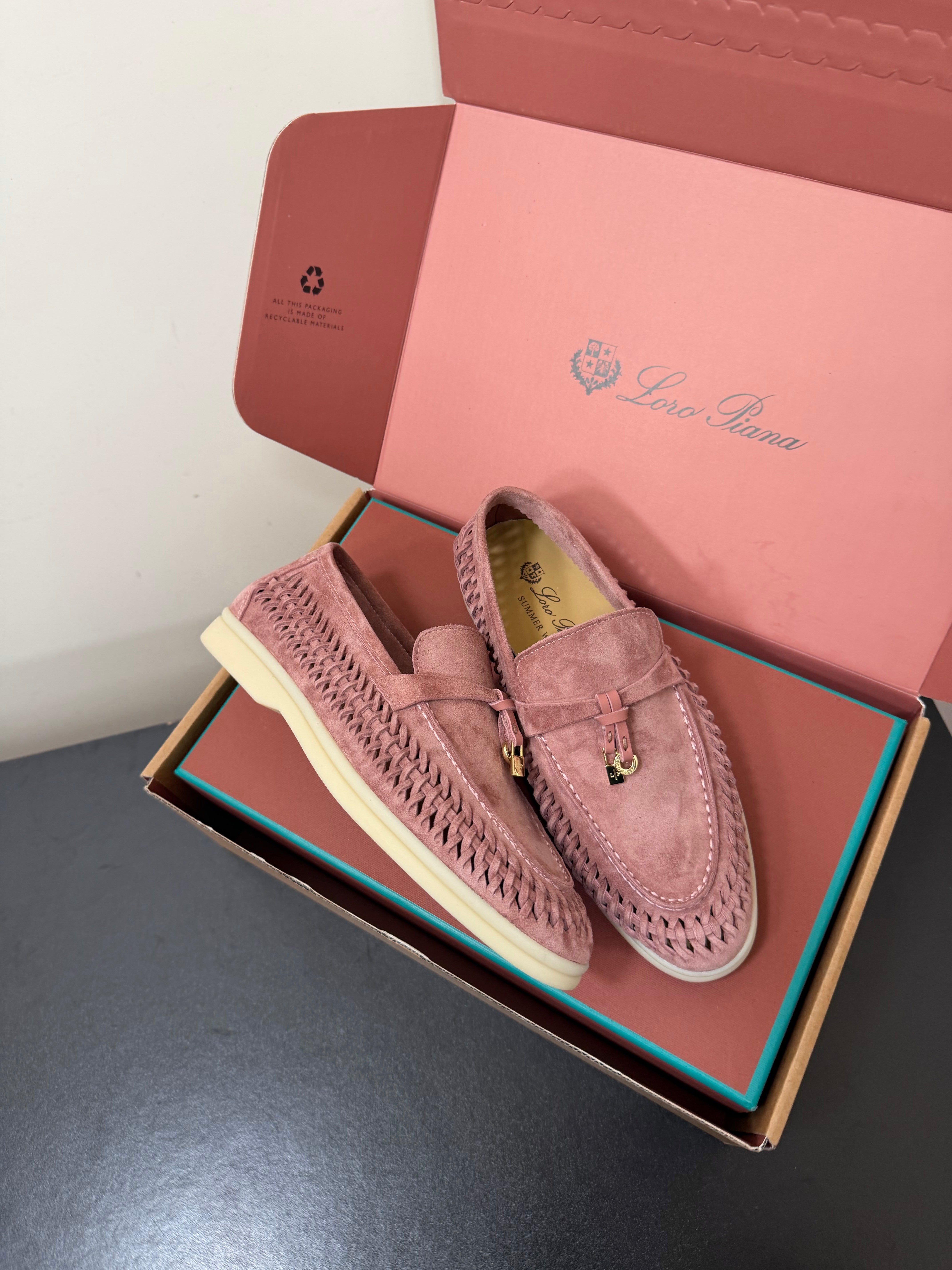 LP Summer Charms Walk Loafers Pink Suede 984719