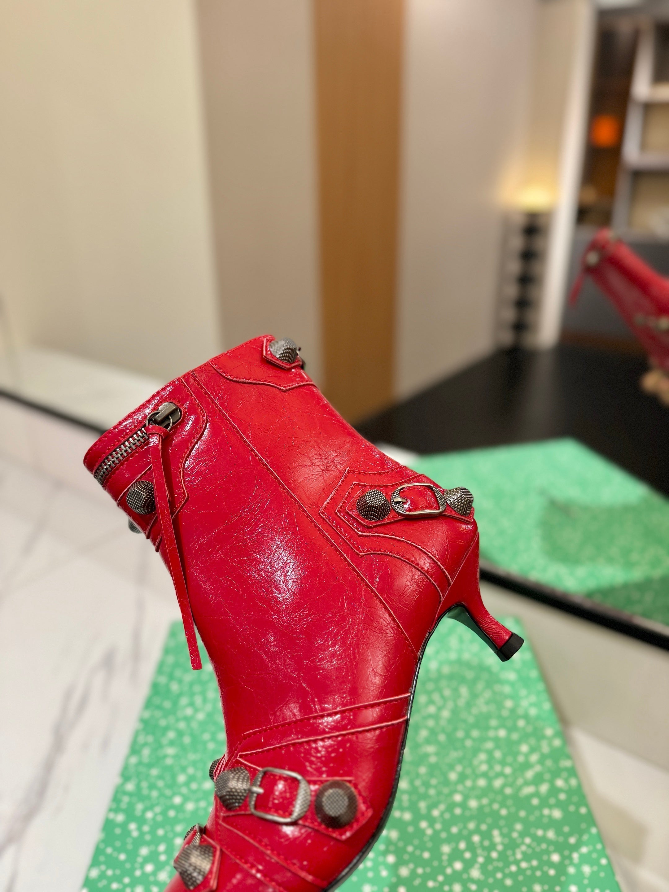 BLC Cagole Mid-Calf Boots 5cm Red Leather 985479
