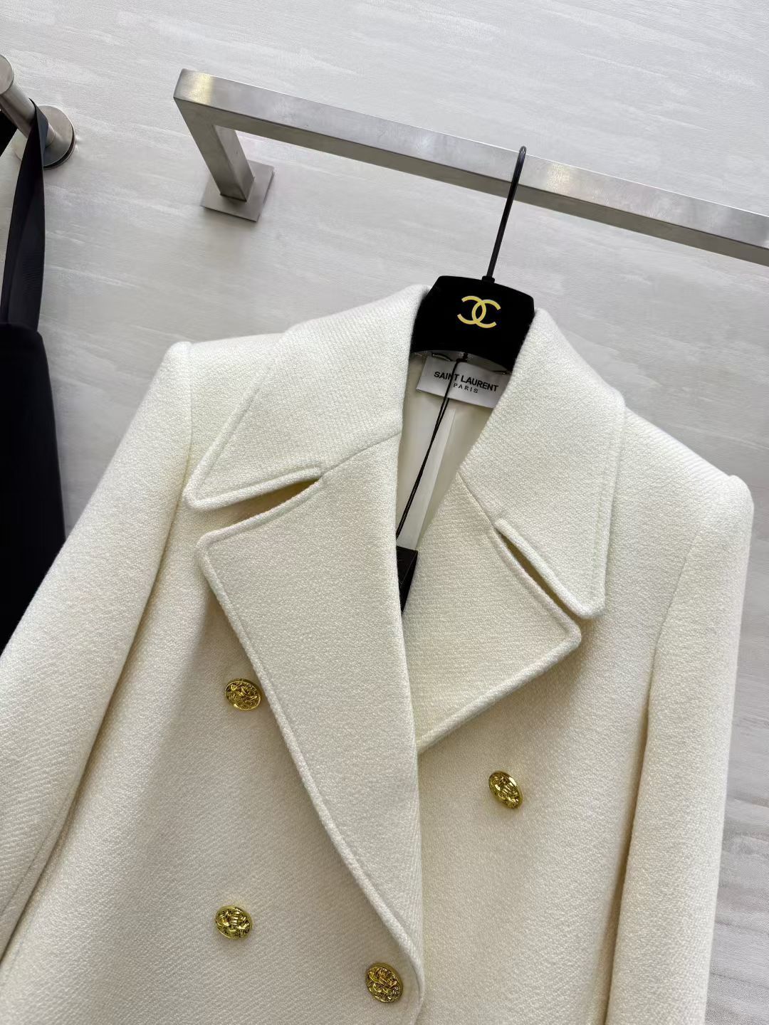 YSL Double-Breasted Coat Wool 427452