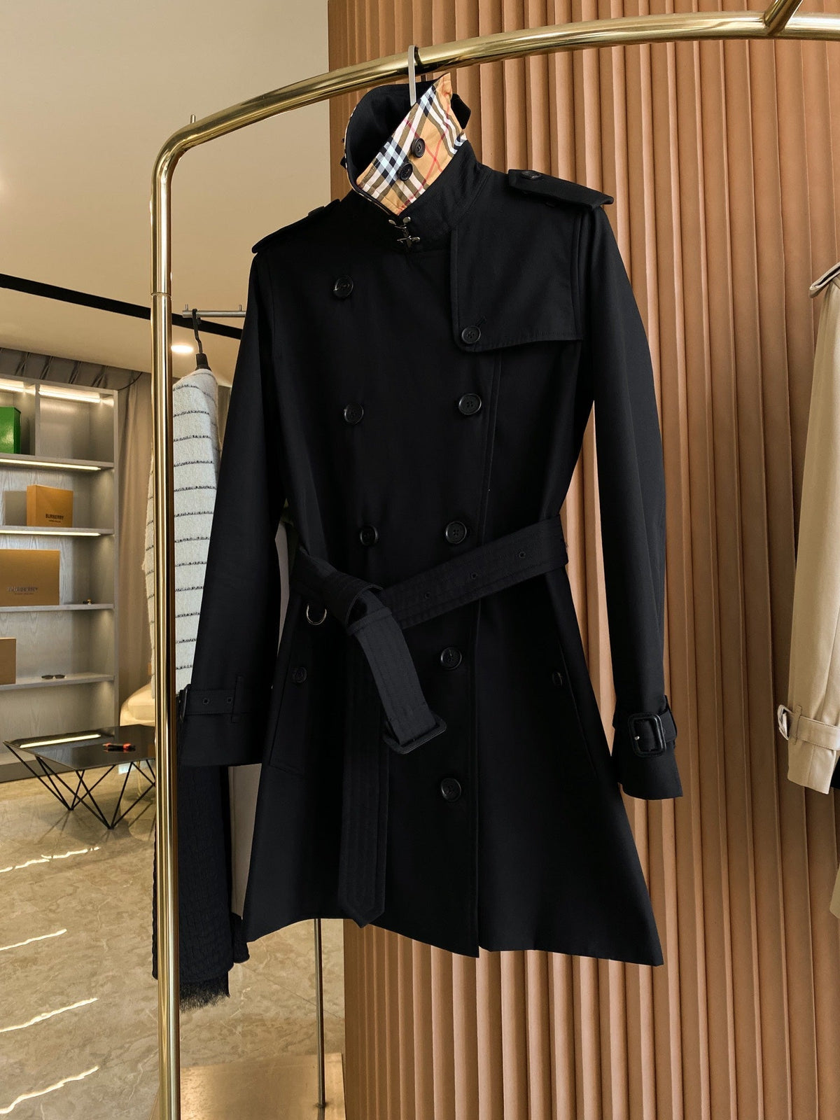 BRR Heritage Short Trench Coat Black Gabardine 427306