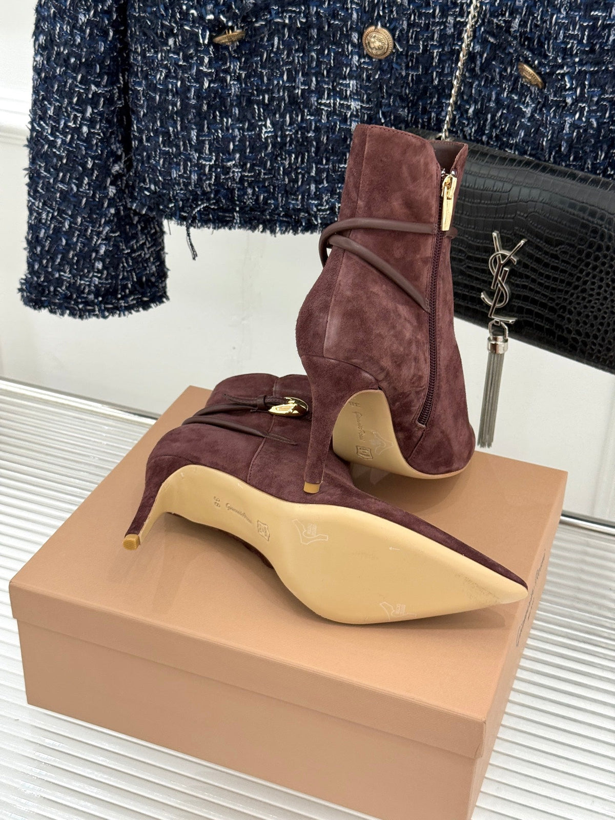GR 26s Jungle Mamba Booties 8cm Burgundy Suede 175080
