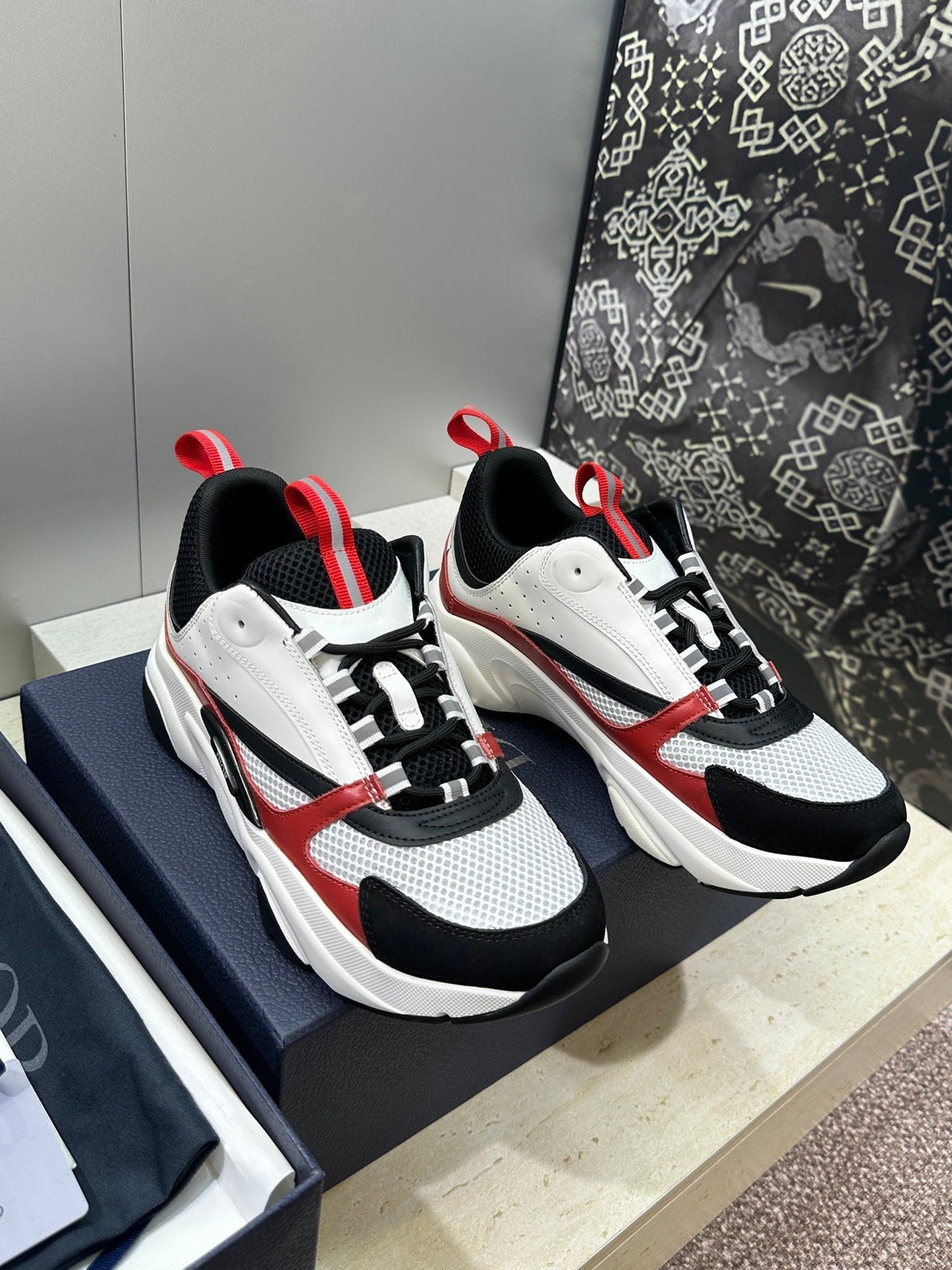 CD 26s Men B22 Sneakers White Black Red Trim 491825