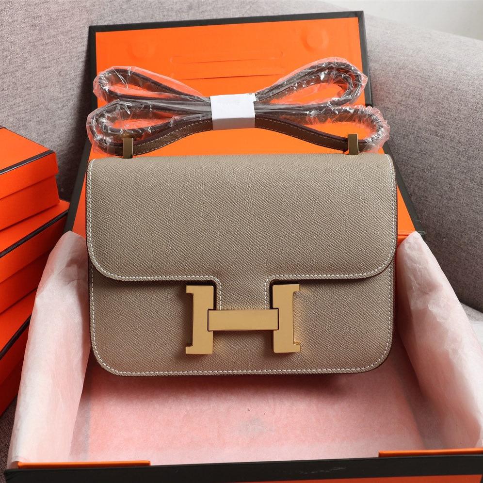 HM CONSTANCE BAGS 22 KHAKI EPSOM GOLD HARDWARE