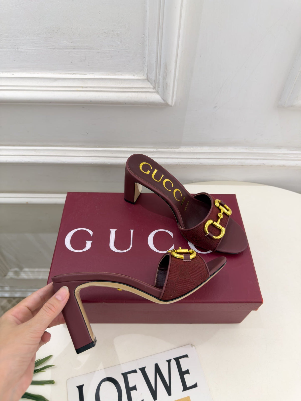 GG Horsebit High-Heel Slide Sandals 8cm Canvas 164956