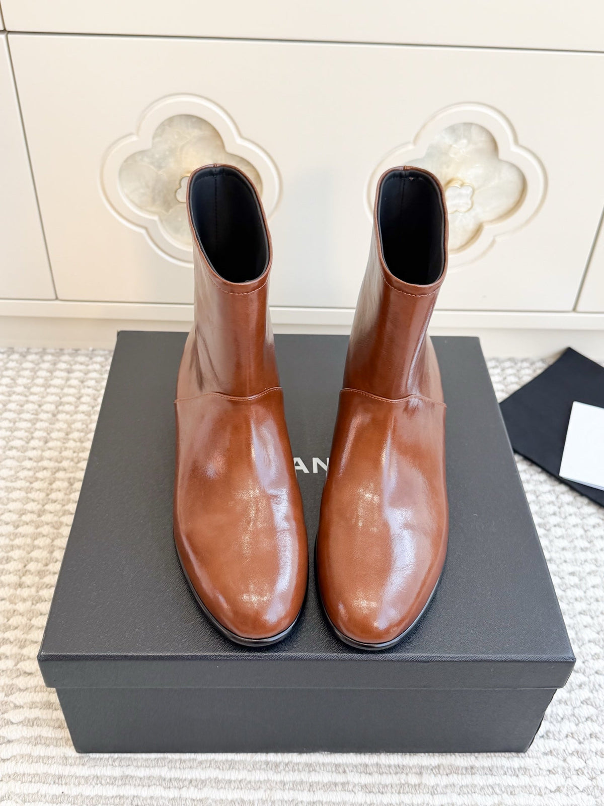 Chanel 26s Short Boots Brown Calfskin