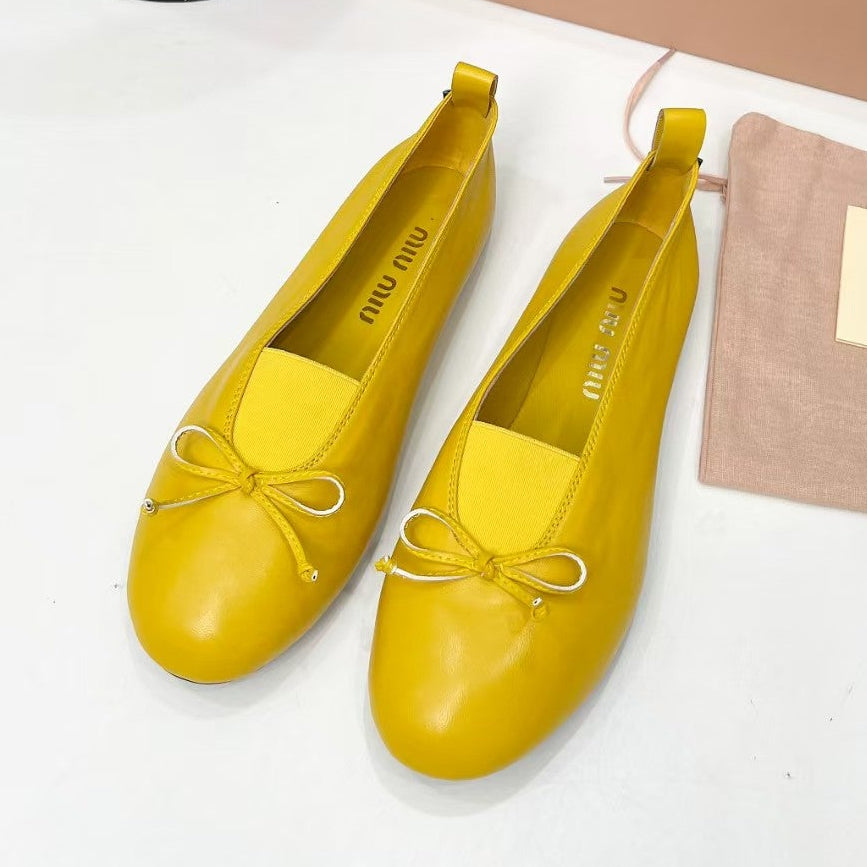 Miu Miu 2026 Élan Bow Ballet Flat Nappa Leather