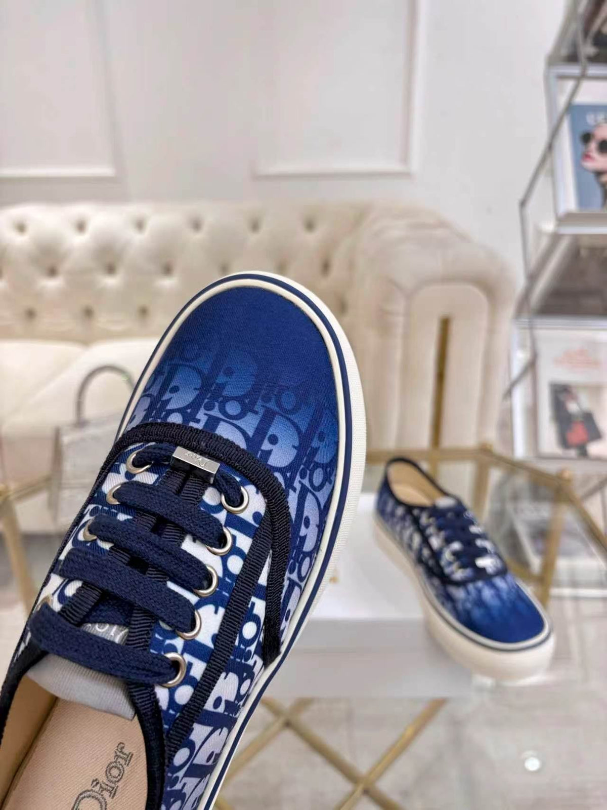 CD 26s Low Top Sneakers Blue Dior Oblique Canvas 529381