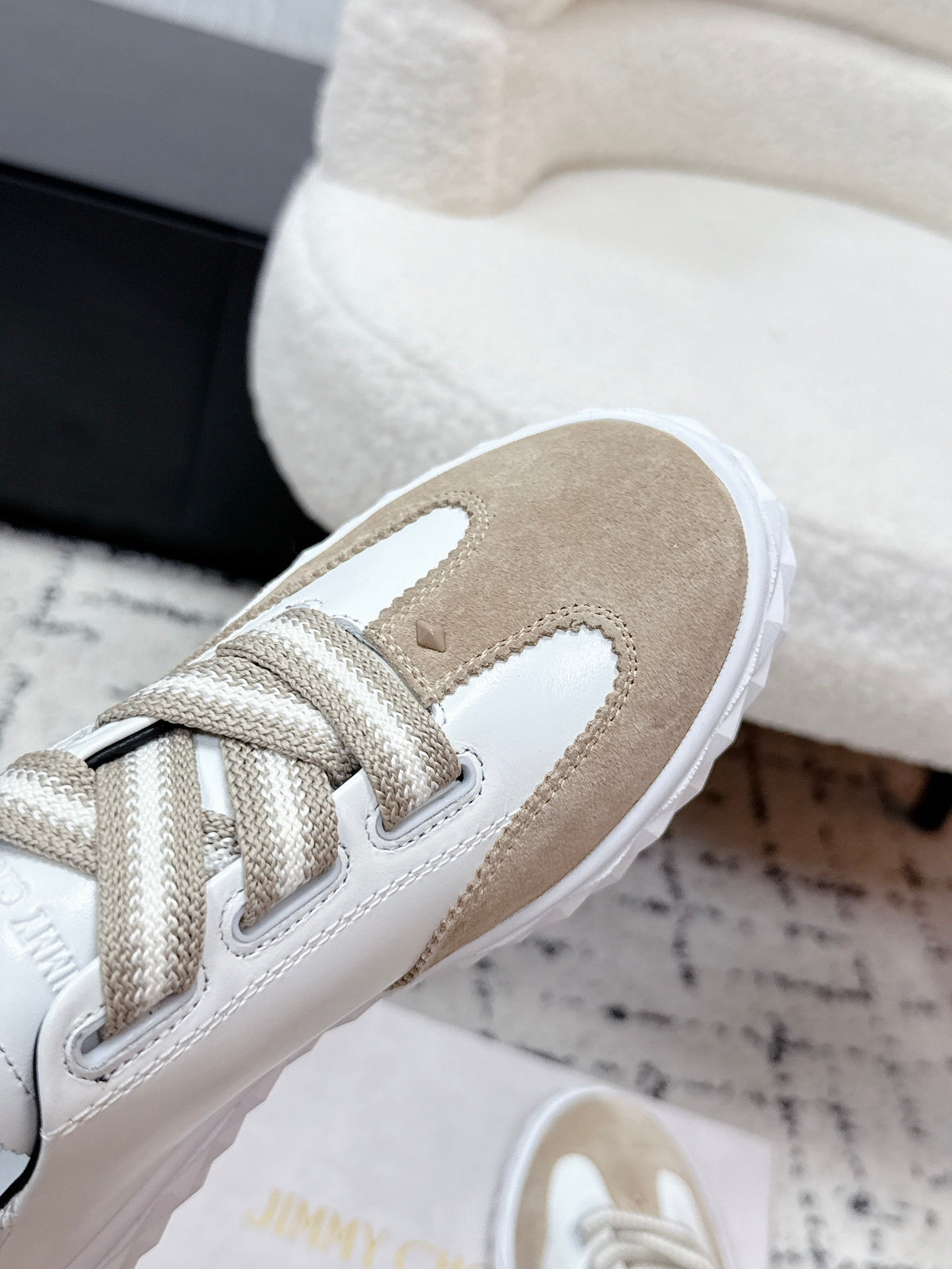 Jimmy Choo 26S Sneakers Beige Suede And White Calfskin 285401