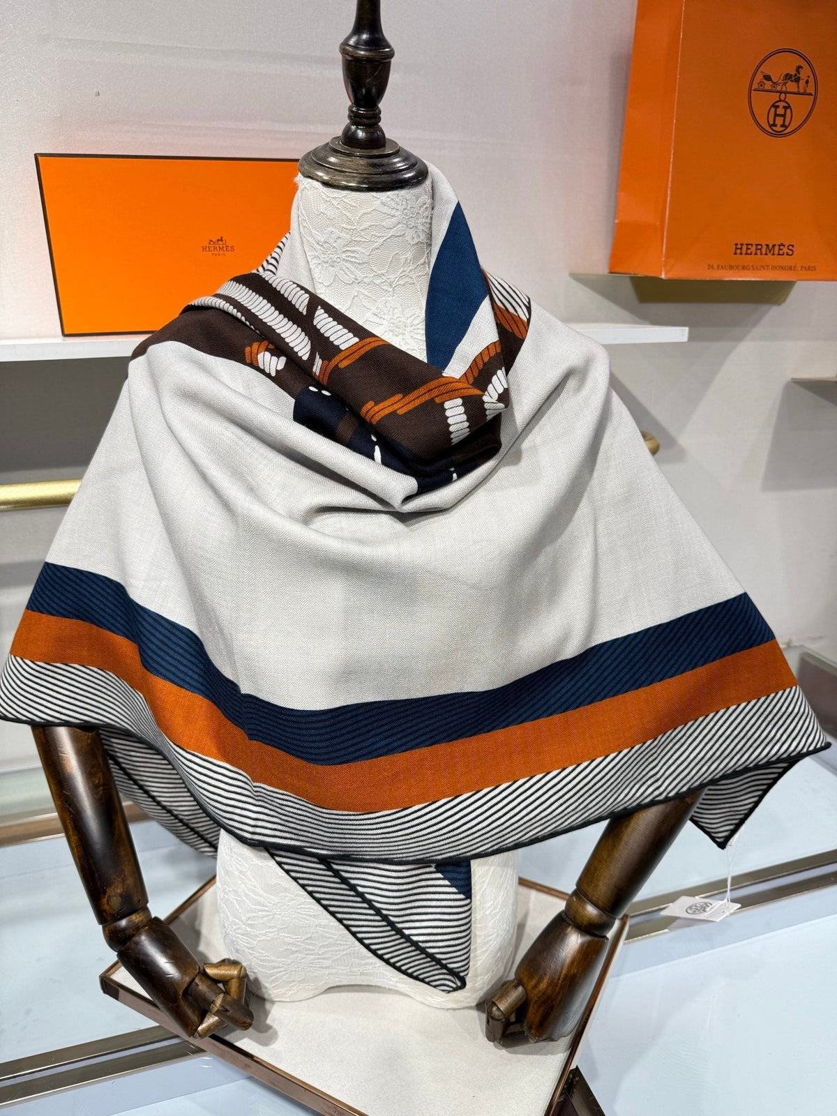 Hermes 2026 Cheval à la Couverture Spirale Square Scarf 140cm Cashmere Silk