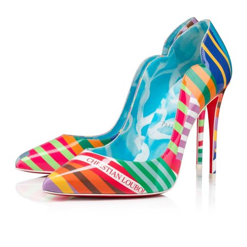 CL Pumps Hot Chick 100 mm Multi/lin Blue-white Patent leather
