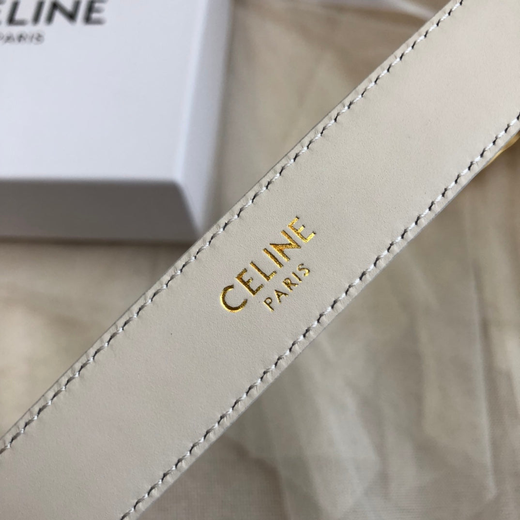CL Gold 25mm Triomphe Enamel White Calfskin 562439