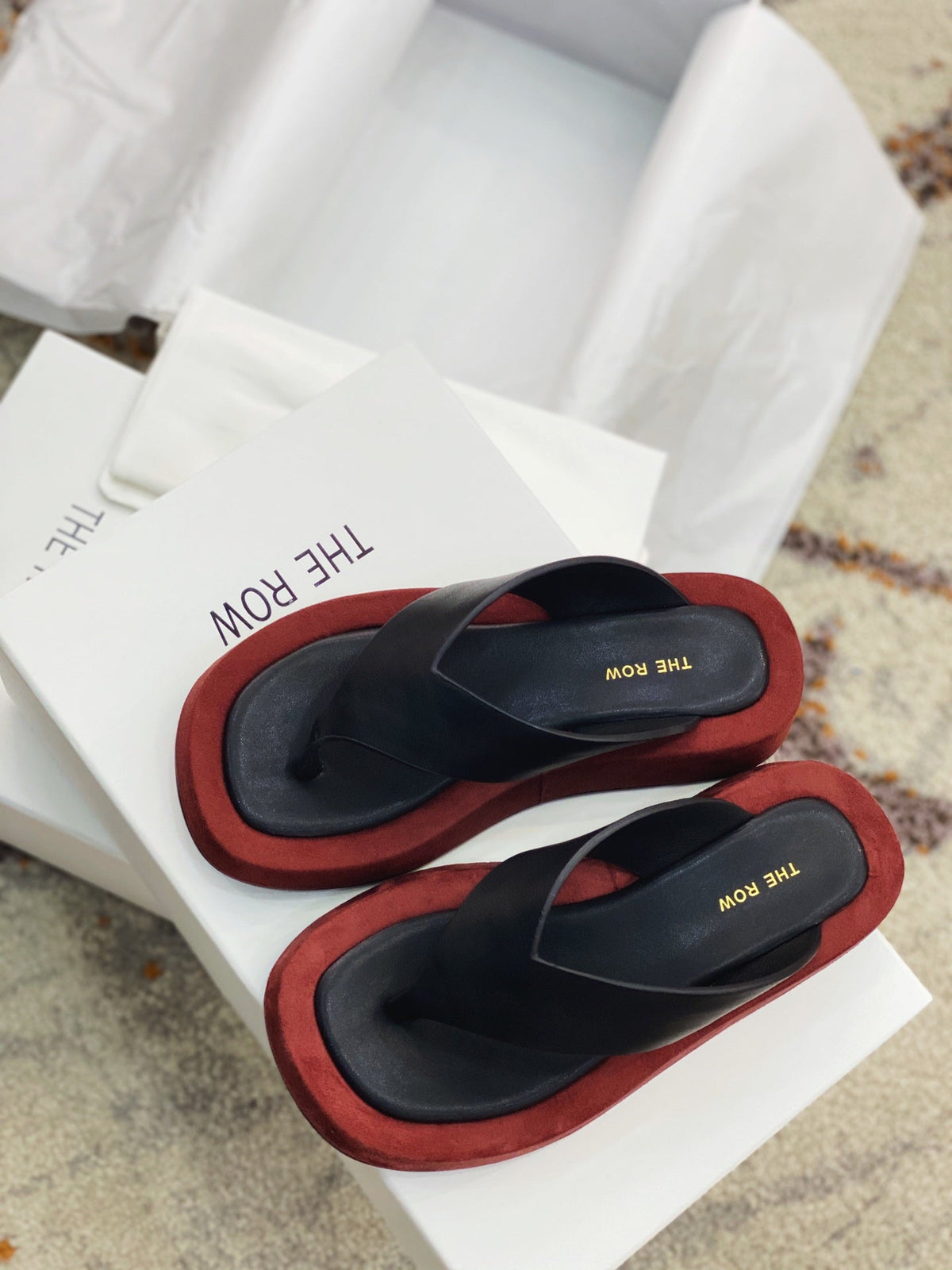 The Row 26s Ginza Sandals Black Bordeaux Smooth Leather 156122