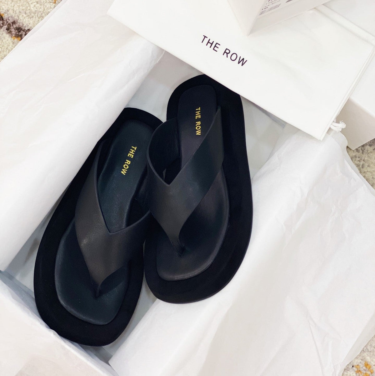The Row 26s Ginza Sandals Black Smooth Leather 156123
