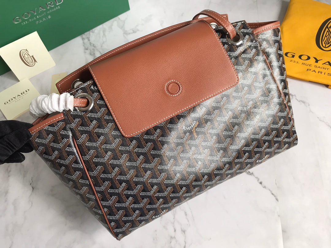 Goyard Rouette Souple Bag 31cm Black Tan Canvas & Calfskin