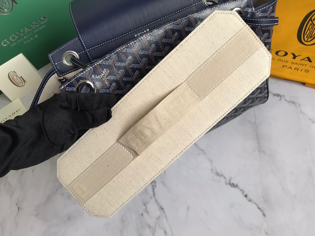 Goyard Rouette Souple Bag 31cm Navy Blue Canvas & Calfskin