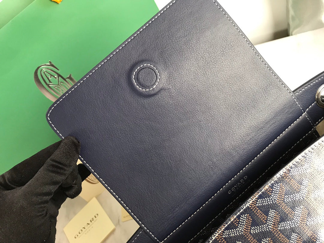 Goyard Rouette Souple Bag 31cm Navy Blue Canvas & Calfskin