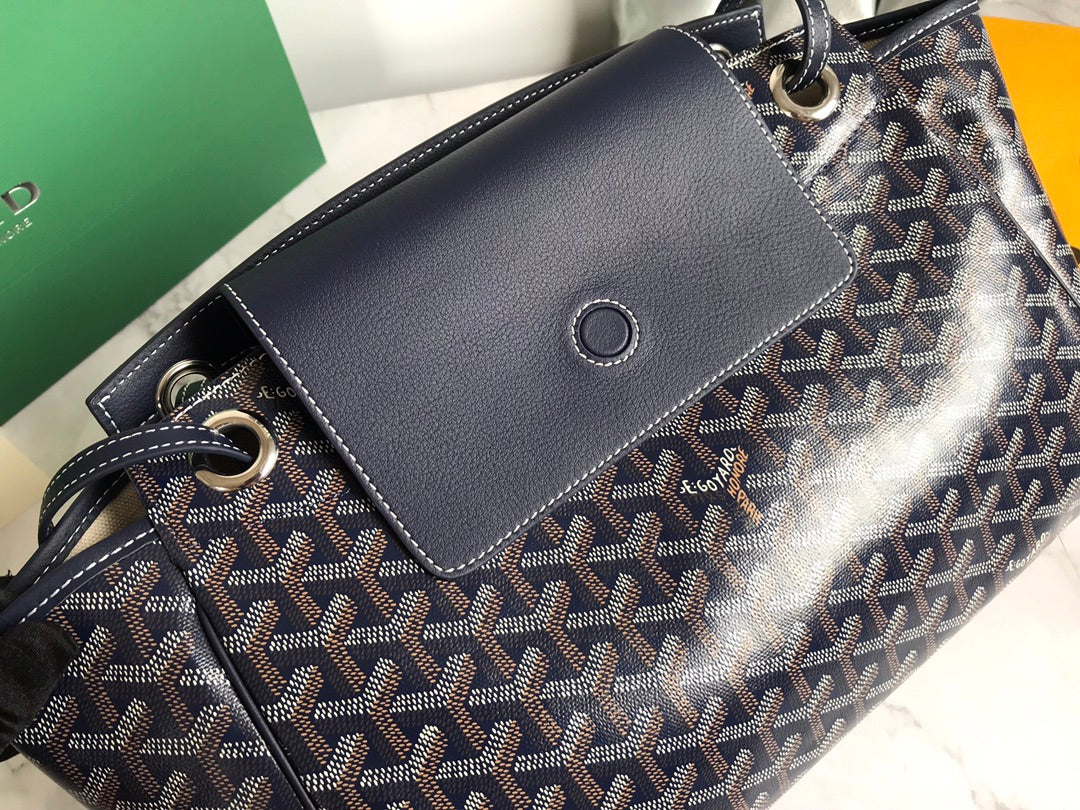 Goyard Rouette Souple Bag 31cm Navy Blue Canvas & Calfskin