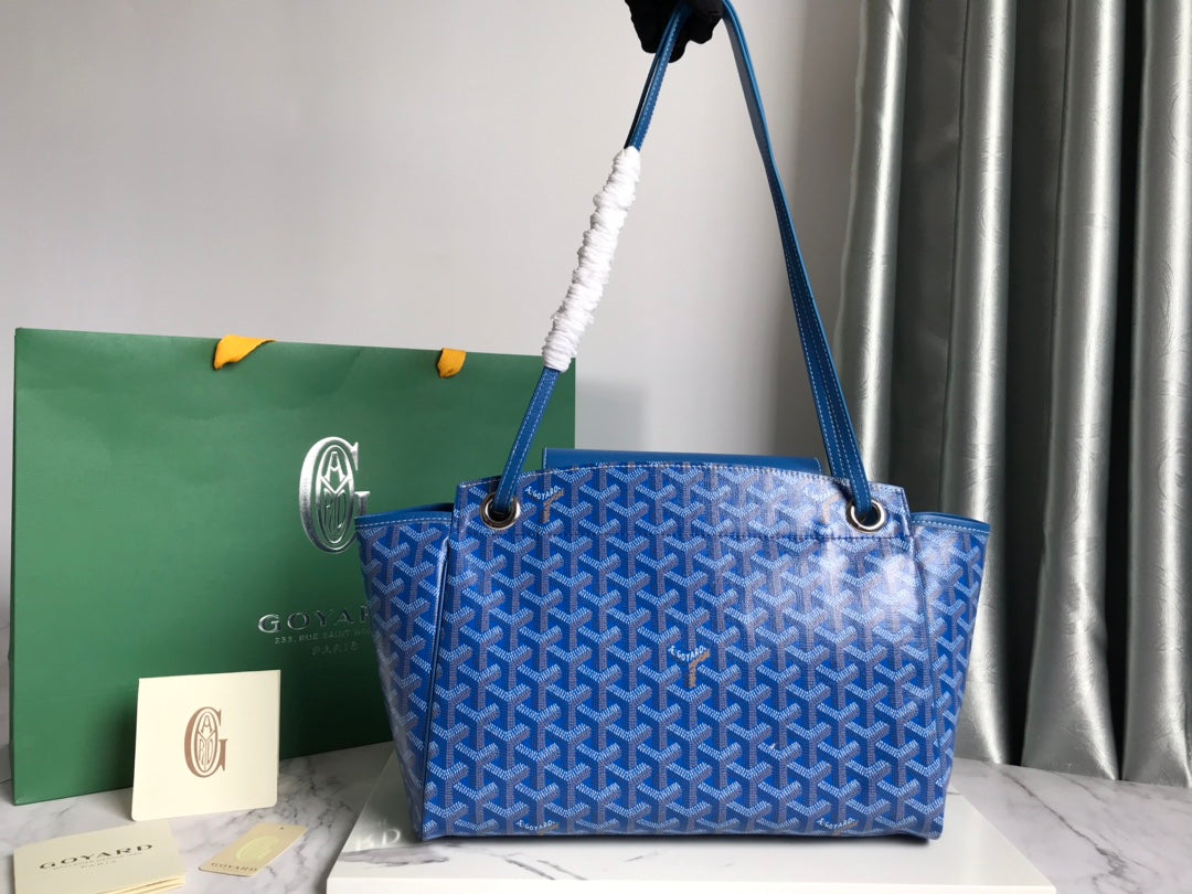 Goyard Rouette Souple Bag 31cm Blue Canvas & Calfskin