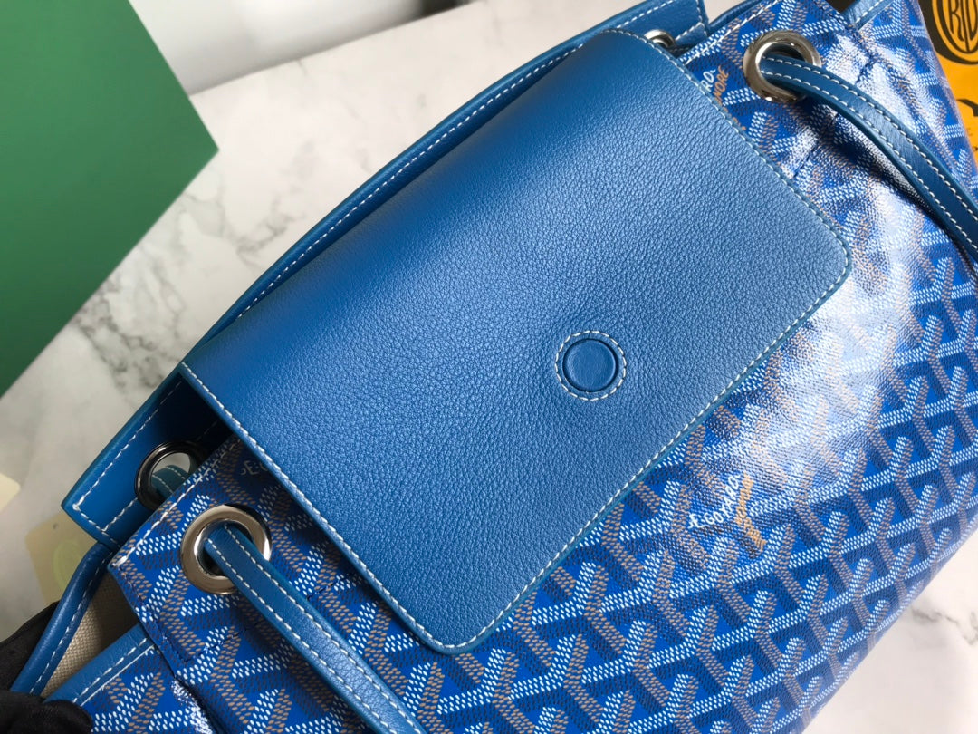 Goyard Rouette Souple Bag 31cm Blue Canvas & Calfskin