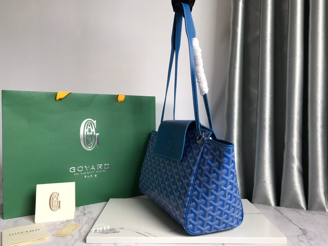 Goyard Rouette Souple Bag 31cm Blue Canvas & Calfskin