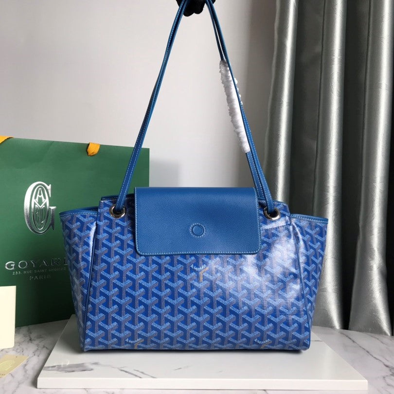 Goyard Rouette Souple Bag 31cm Blue Canvas & Calfskin