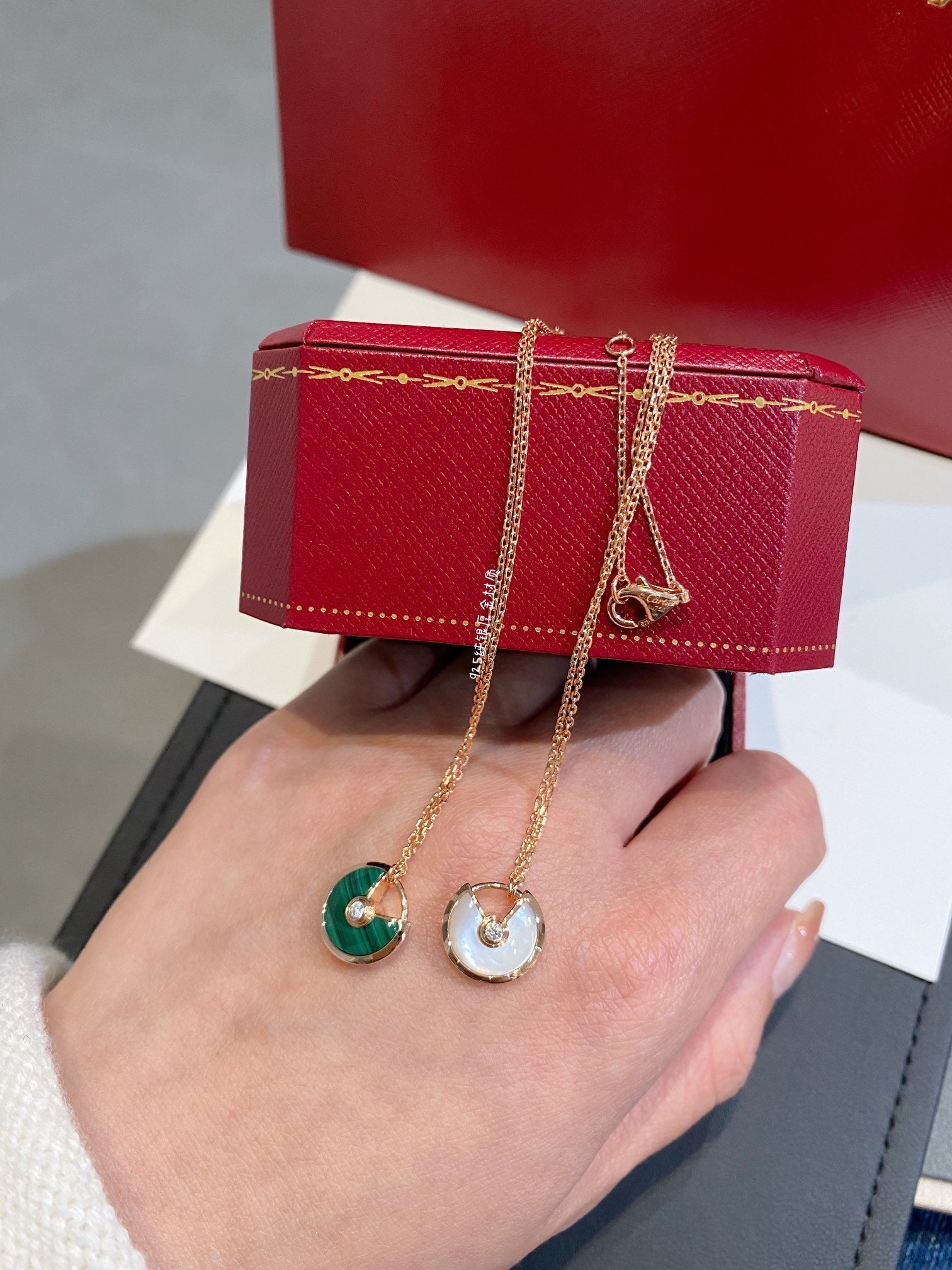 Cartier Necklace Amulette Green Pink Gold