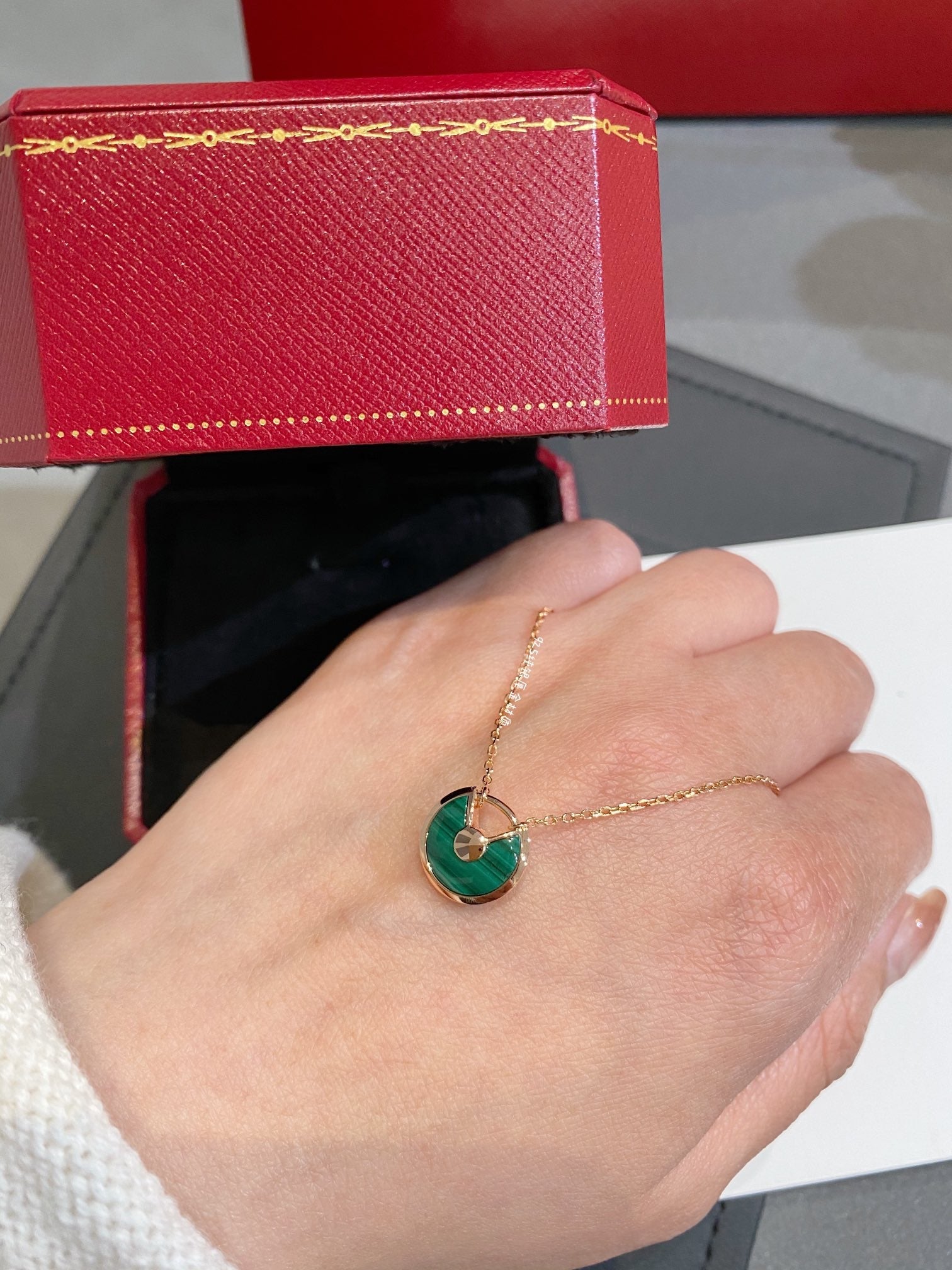 Cartier Necklace Amulette Green Pink Gold