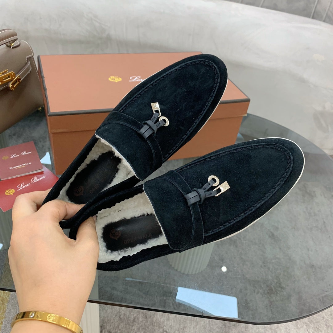 LP 26s Open Walk Loafers 2cm Black Suede GHW 110791