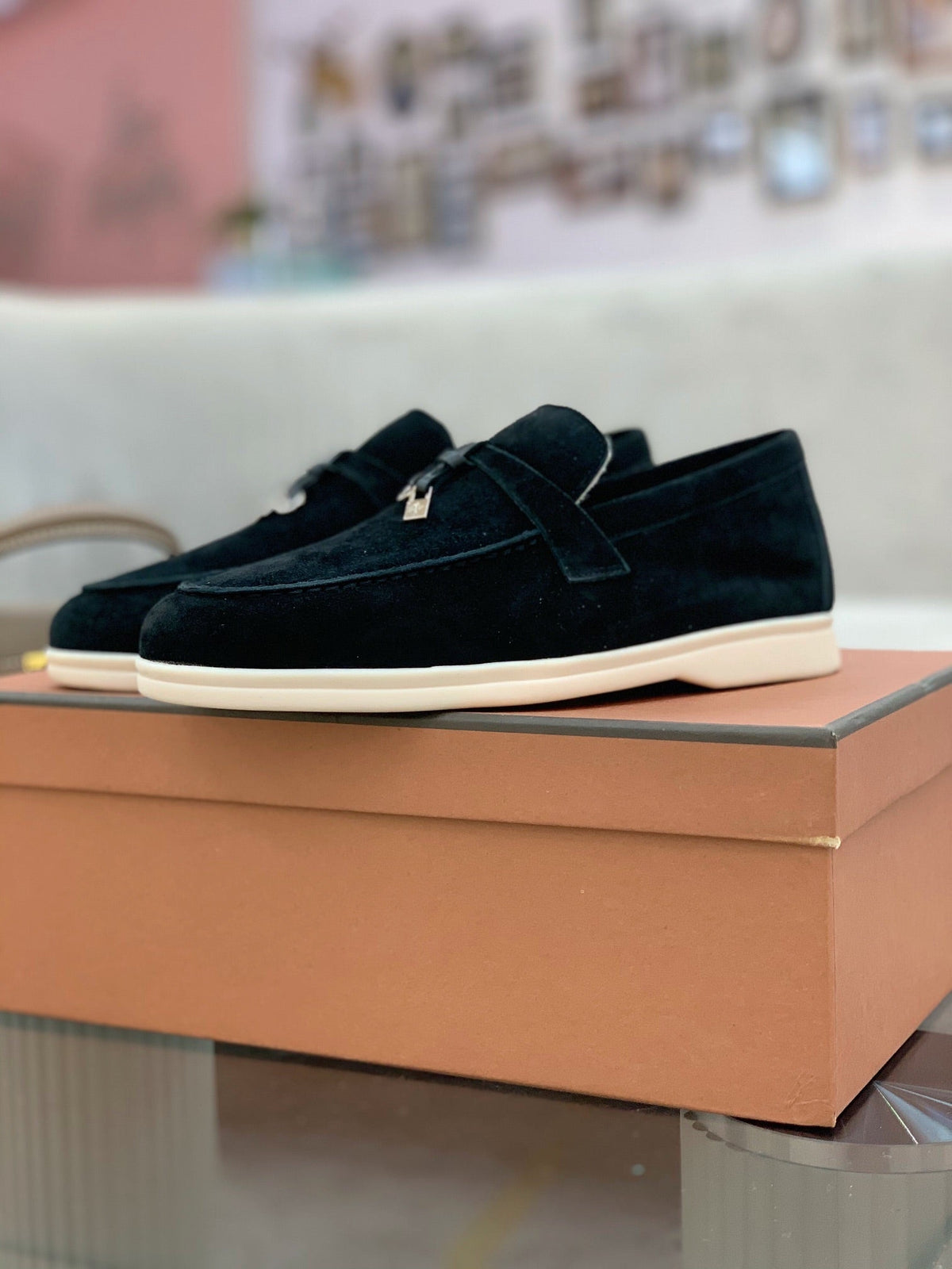 LP 26s Open Walk Loafers 2cm Black Suede GHW 110791
