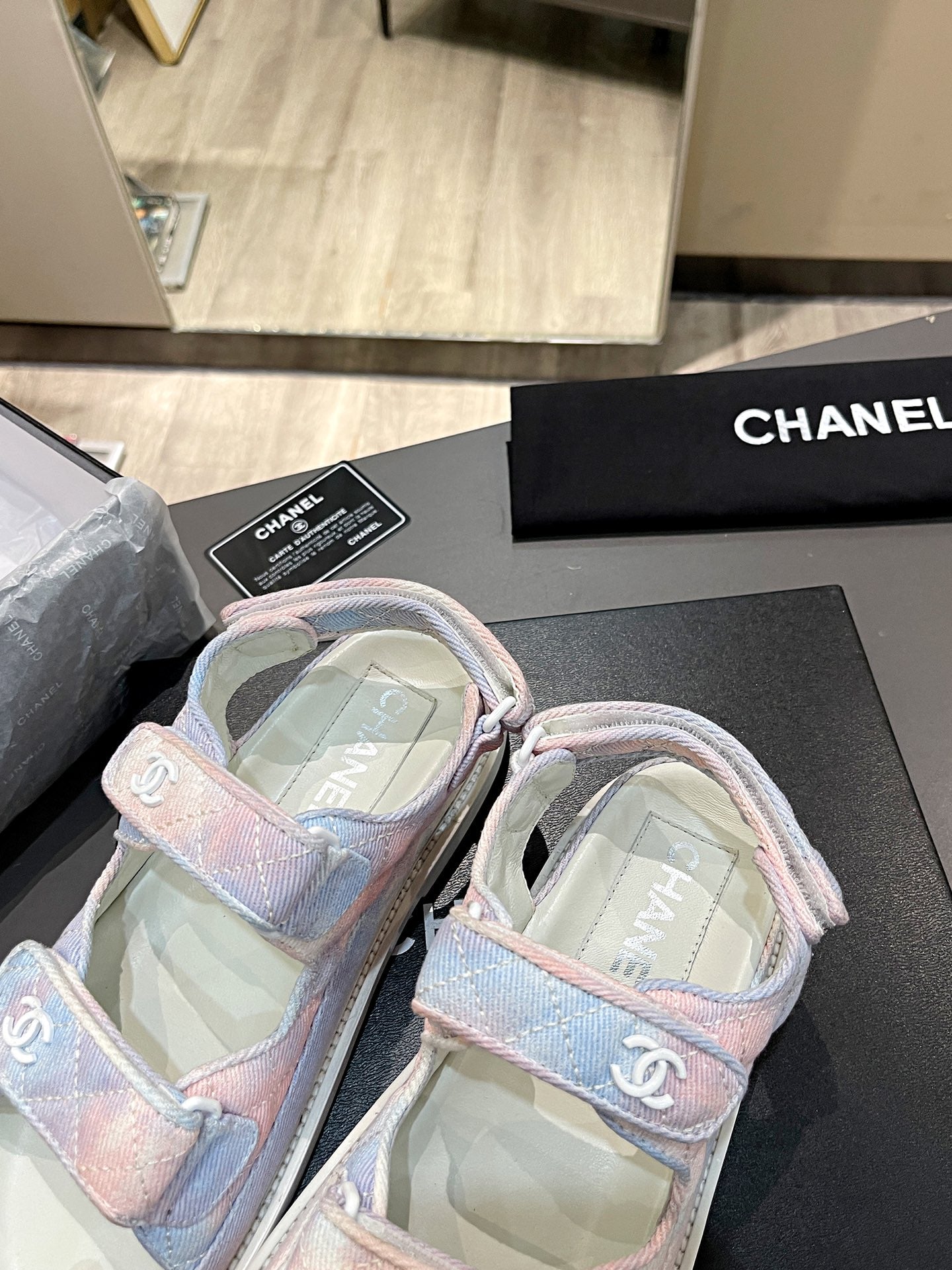 CC Dad Sandal Multicolor Denim Cream Calfskin