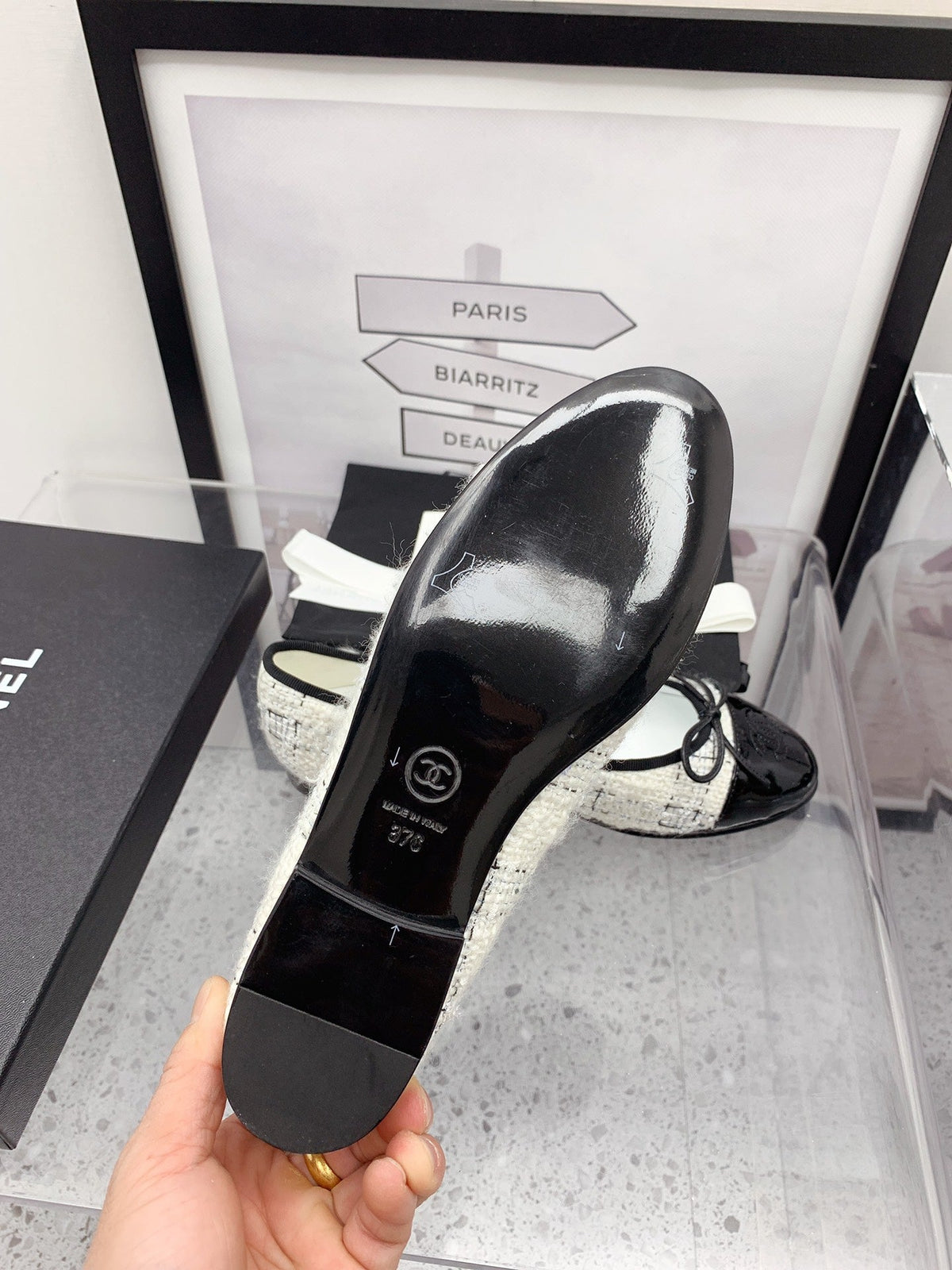 CC 2026 Logo Ballet Flats White Tweed 161610