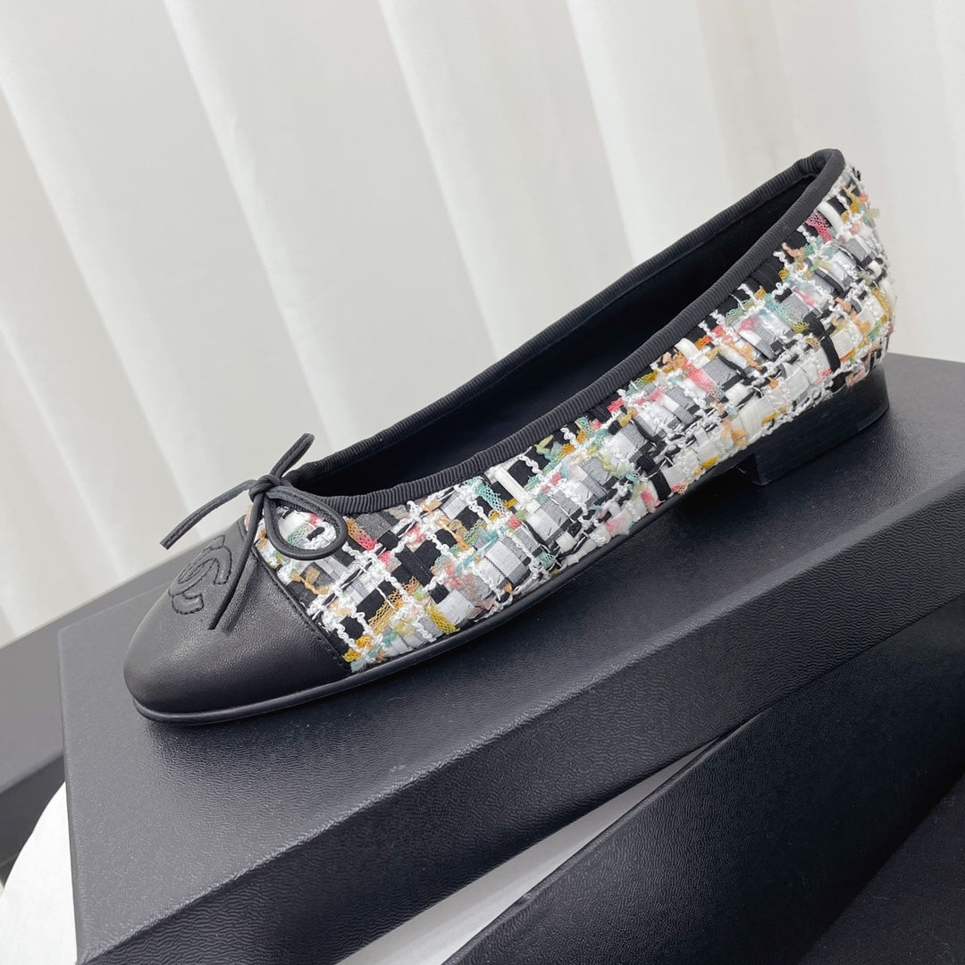 CC 26s Ballet Flat Black Colorful Tweed Leather 944420