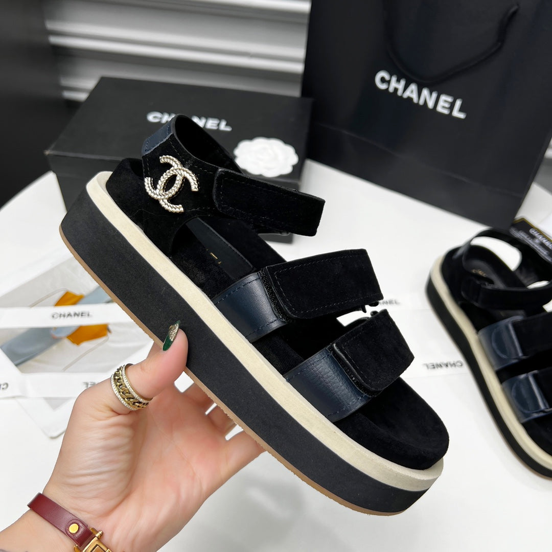 CC 26s Dad Sandal Black Blue Leather Suede 867658