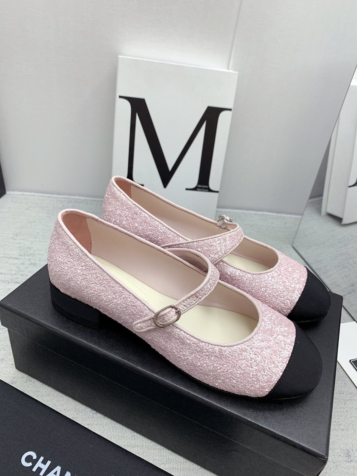 CC 2026 Logo Mary Jane Ballet Flats Pink Tweed 161753