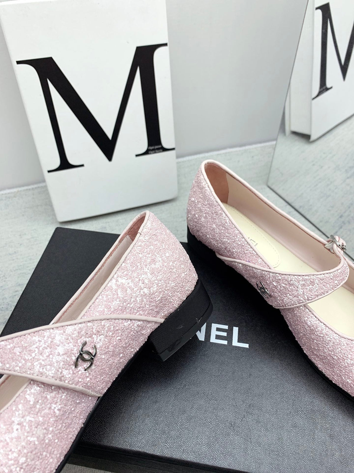 CC 2026 Logo Mary Jane Ballet Flats Pink Tweed 161753