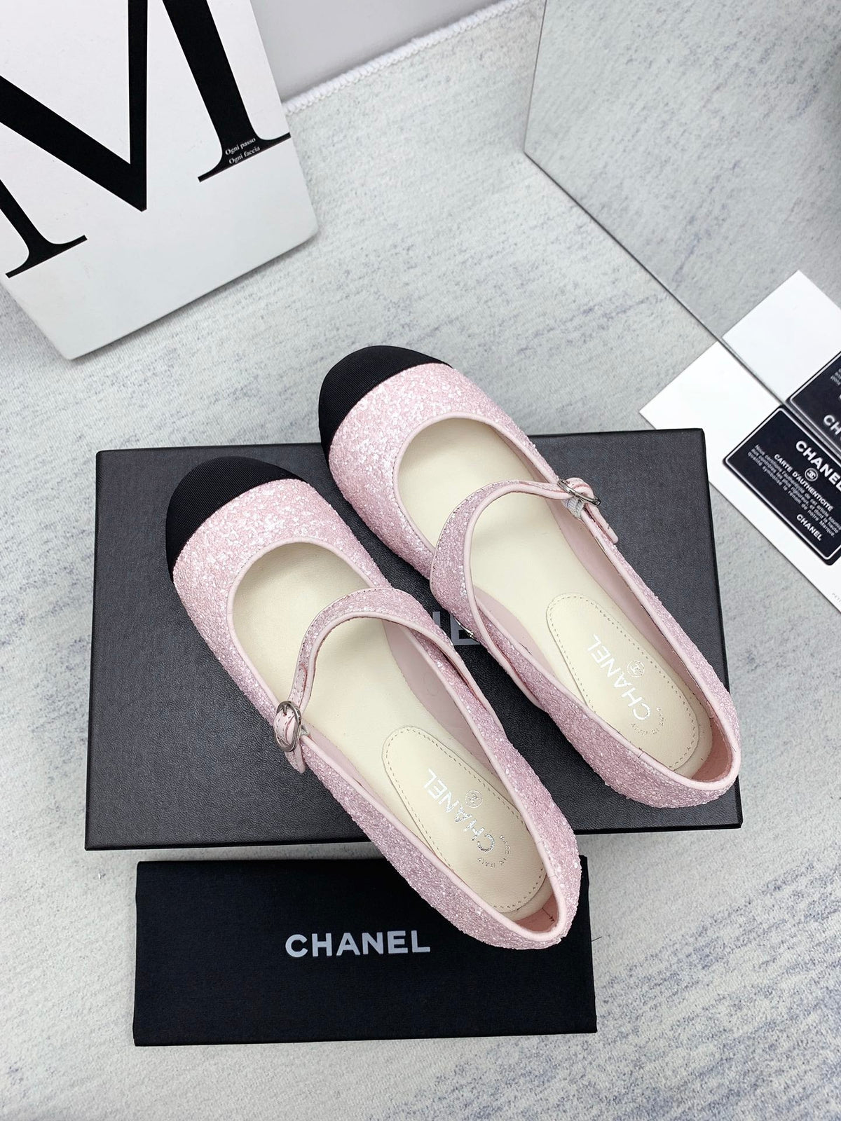 CC 2026 Logo Mary Jane Ballet Flats Pink Tweed 161753