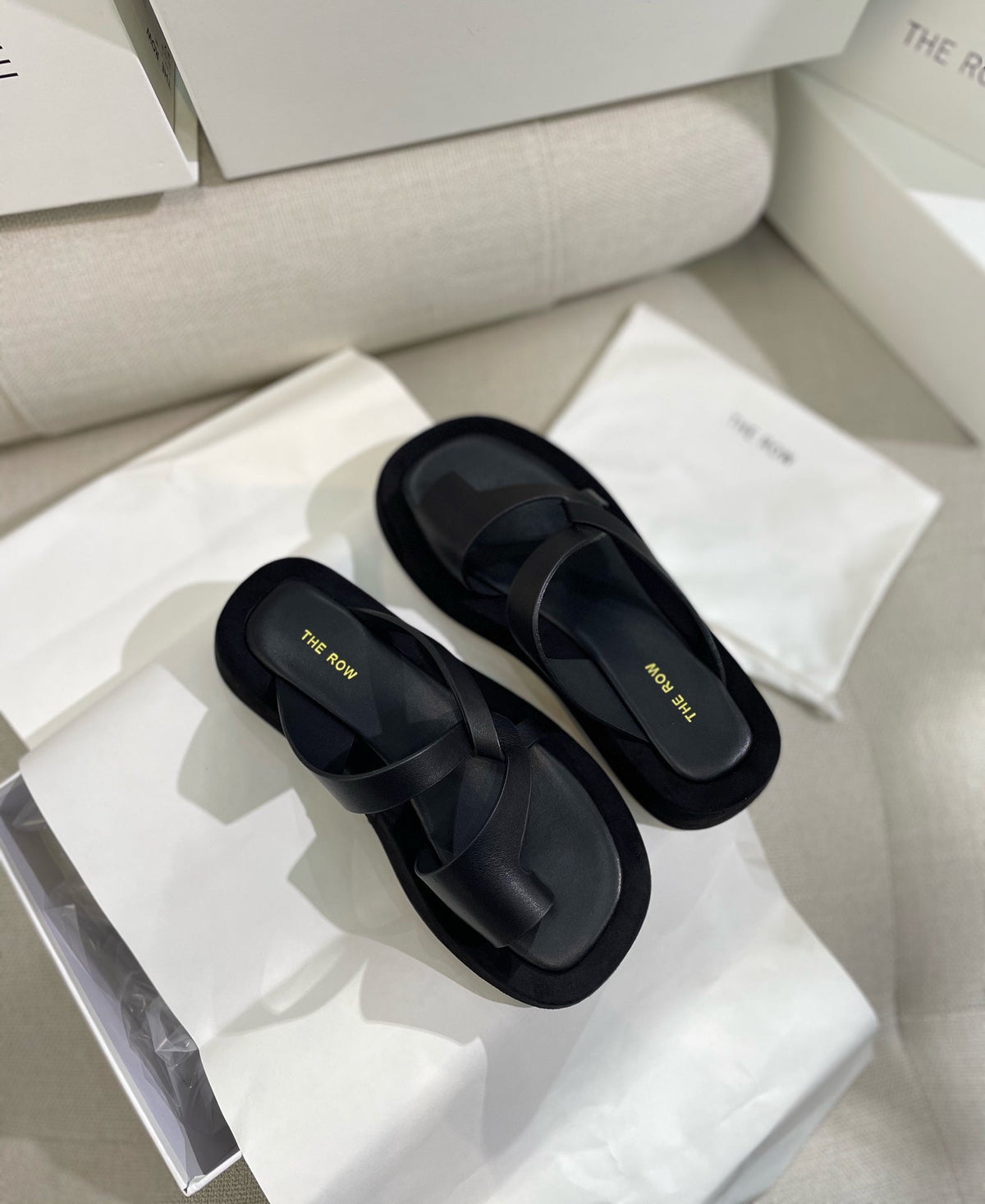 The Row 26s Ginza Sandals Black Smooth Leather 156124