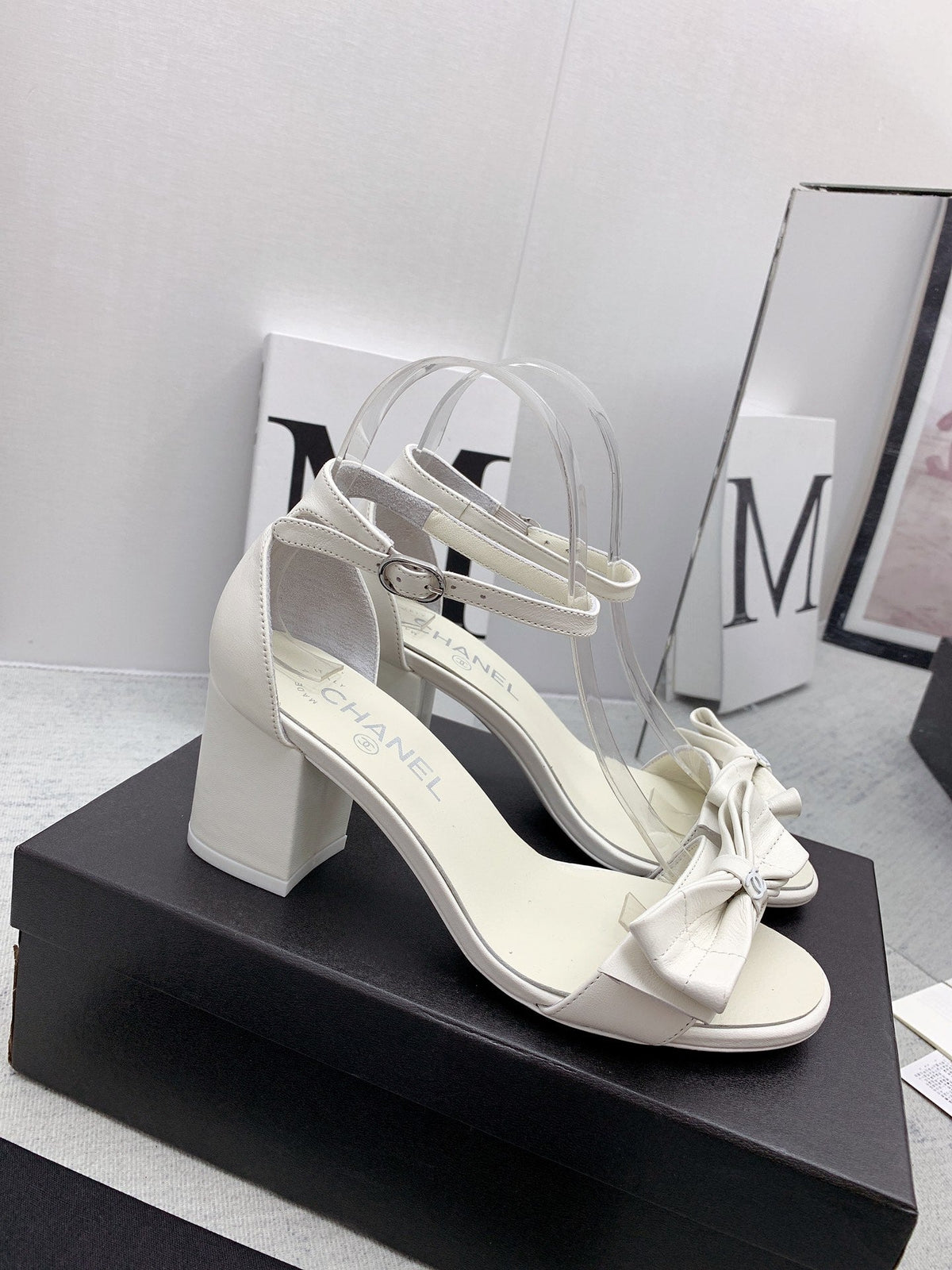 CC 26s Ankle Strap Sandals 6cm White Leather 163411