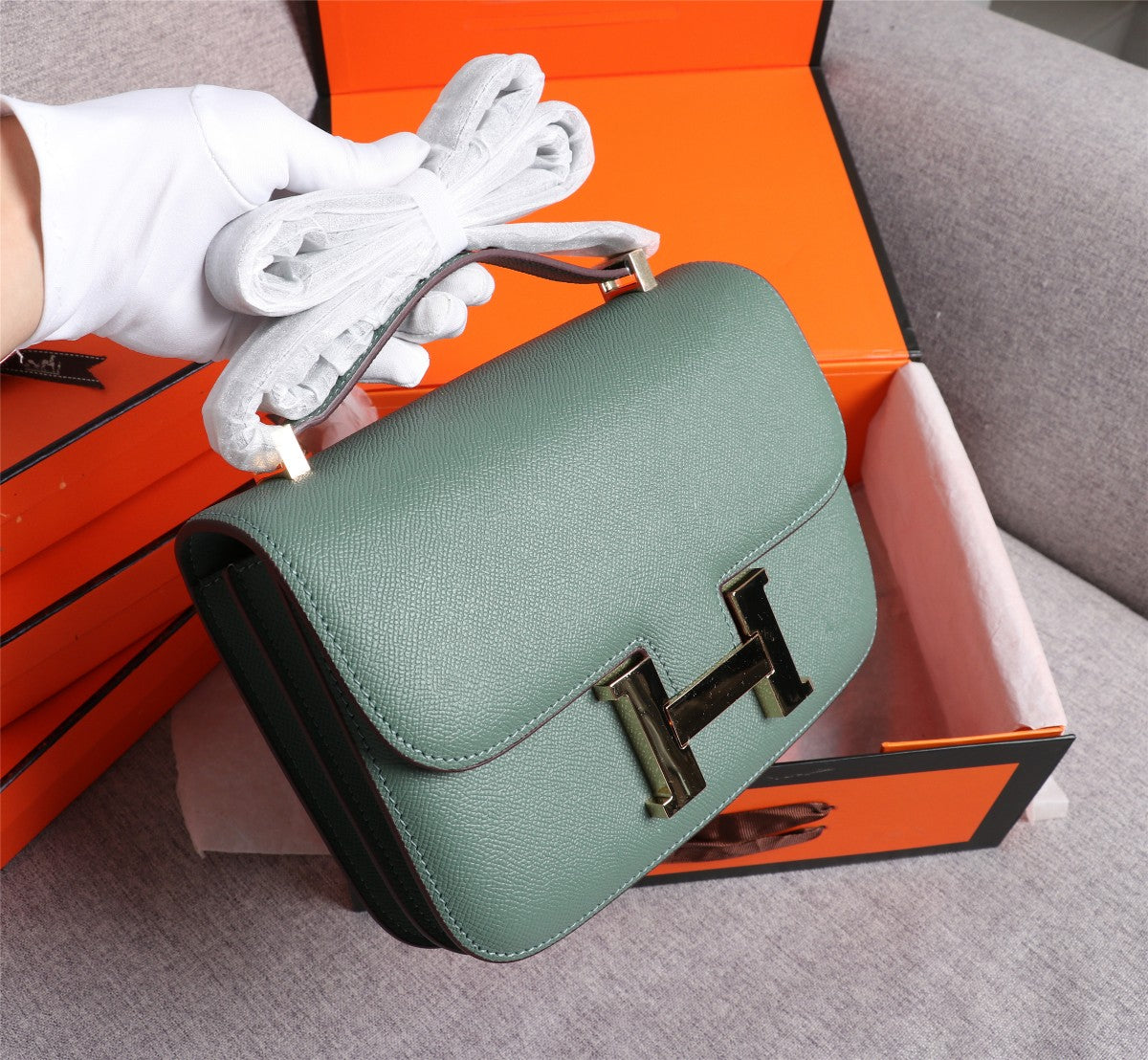 HM CONSTANCE BAGS 19 HUNTER EPSOM LAMBSKIN