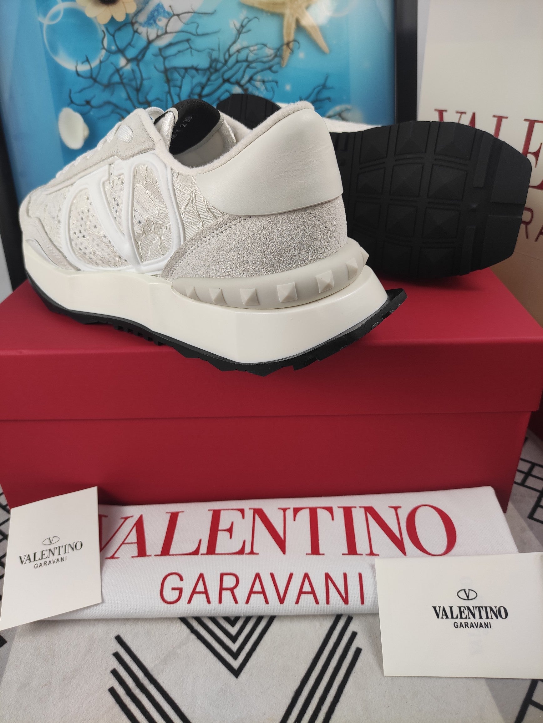 Lace And Mesh Lacerunner Sneaker In White Mix Light Grey 994622